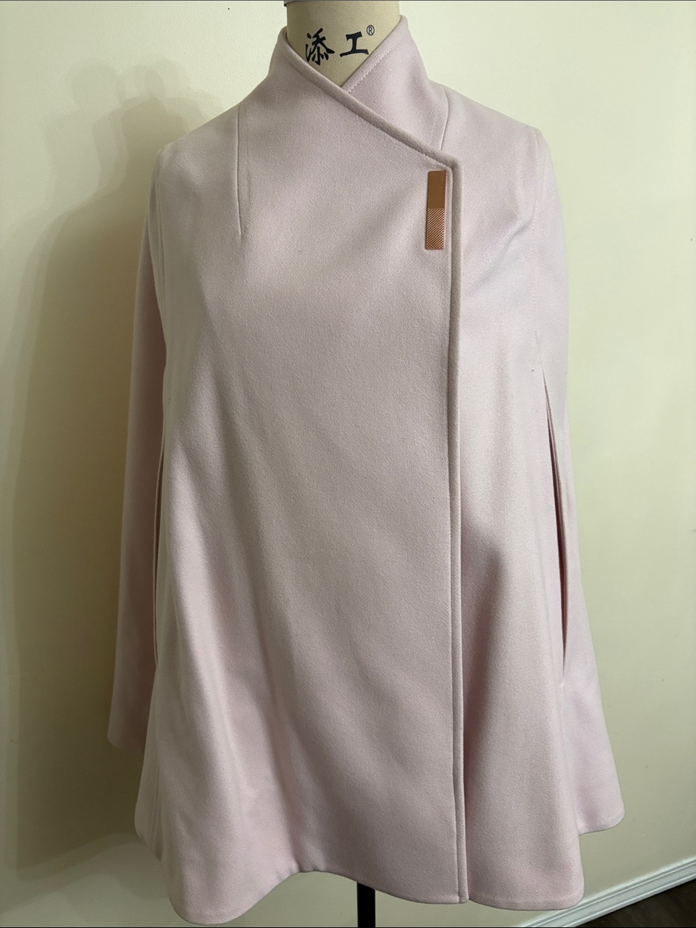 Ted Baker Pale Pink Cape Coat with Asymmetric Front - Picture 3 of 8